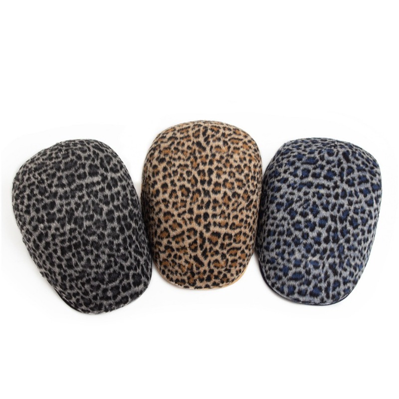 Newsboy Cap Ivy - Gorra plana con estampado de leopardo