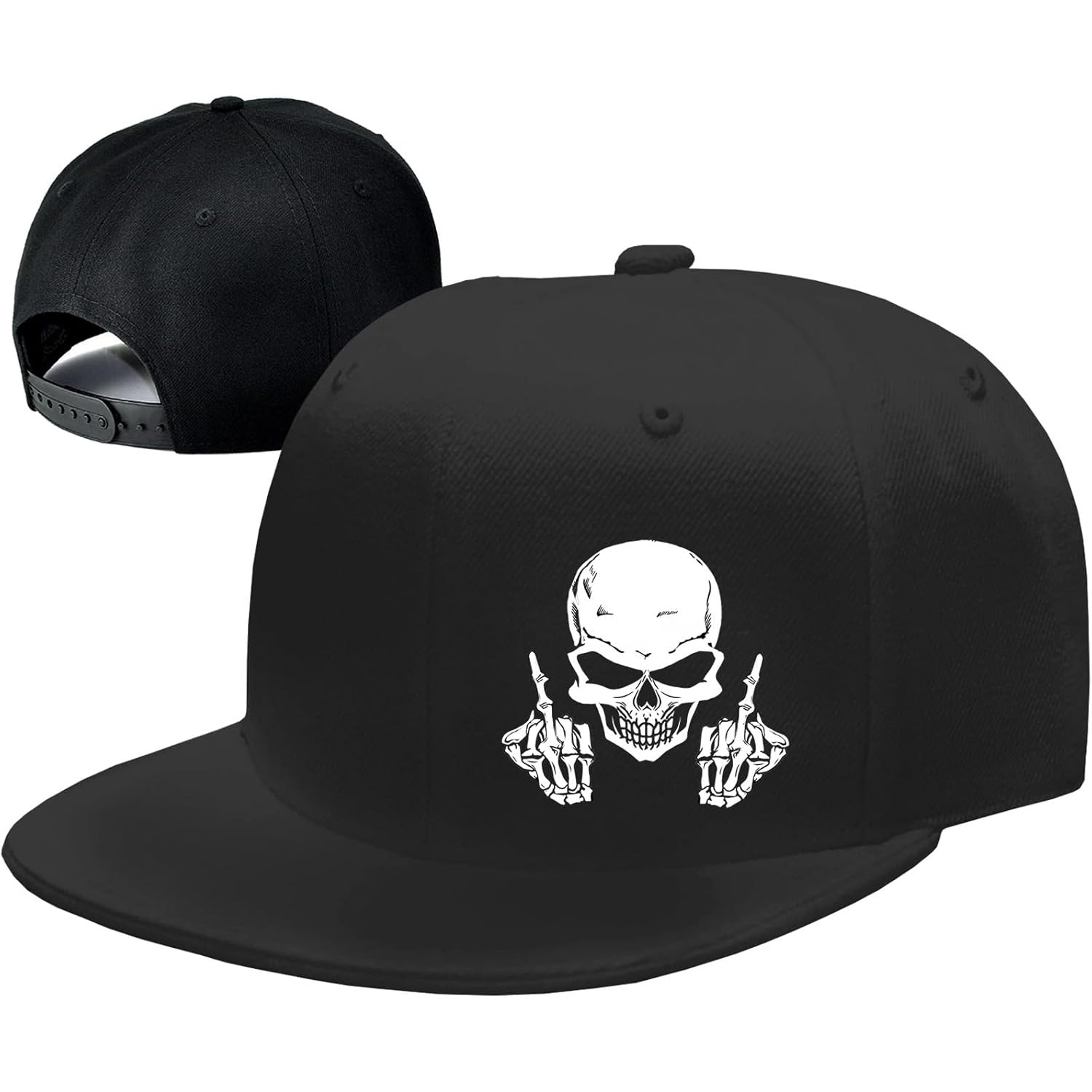 Snapback Hat Flat - Skull Middle Finger Snapback Sombreros para